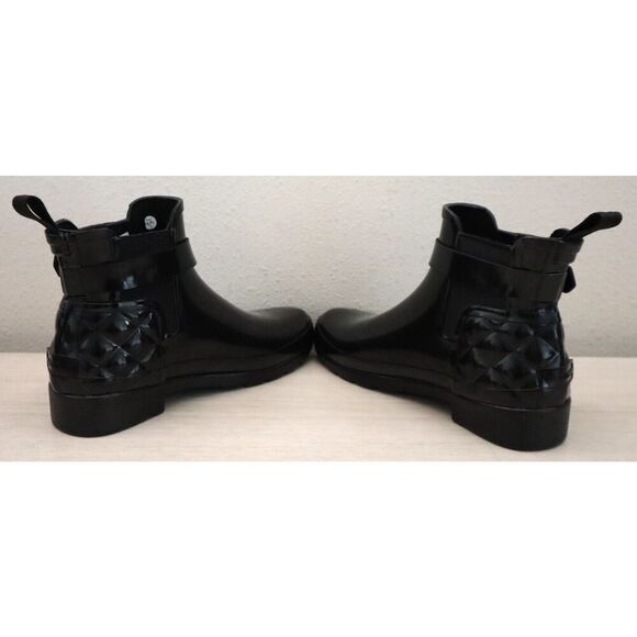 Hunter Women's Sz 5 Black Quilted Gloss Refined Slim Fit Chelsea Boots SIB - Picture 10 of 12